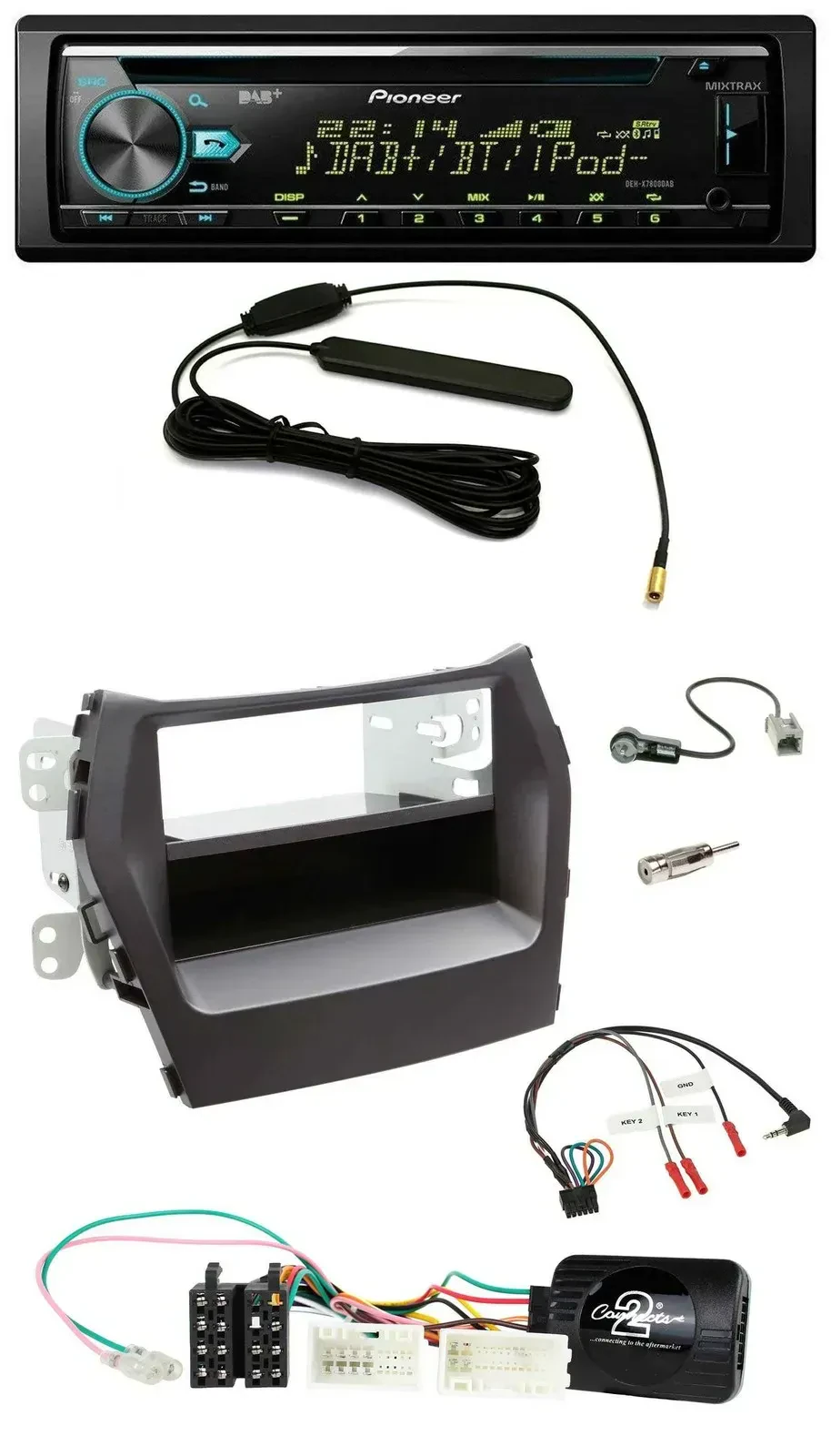 Автомагнитола для Hyundai Santa Fe (с 2012) Pioneer CD/MP3, DAB, USB, черная