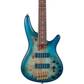 Ibanez SR6605 Prestige 5-String Bass Guitar, Rosewood FB, Ghost Fleet Blue Burst