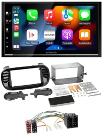 Kenwood DAB USB Bluetooth 2DIN MP3 Autoradio für Fiat 500 bis 2012 glänzend schw