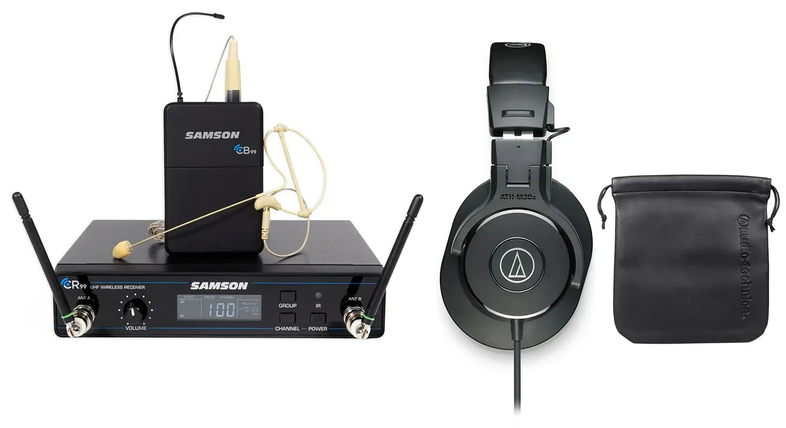 Микрофонная радиосистема Samson Concert 99 Earset D-Band (набор) с Audio-Technica ATH-M30X