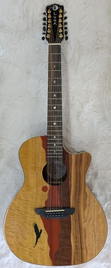 Luna Guitars Luna Vista Eagle 12 String  Tropical Wood Acoustic Electric Guitar w/Hard Case