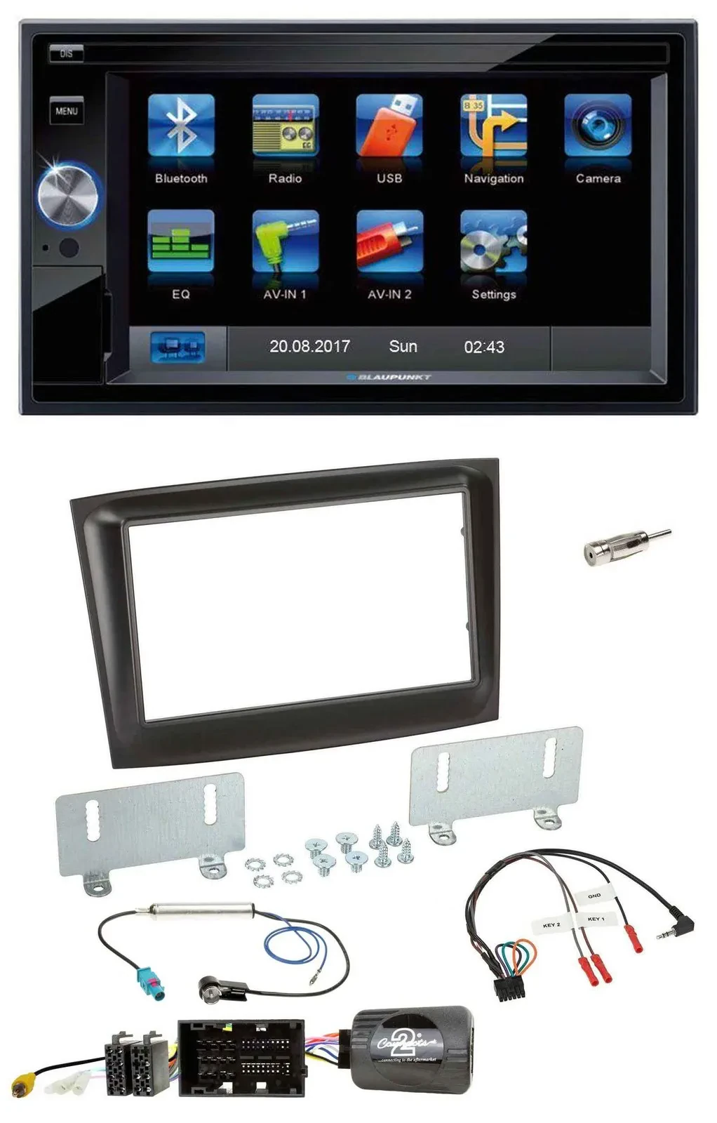 Автомагнитола для Fiat Doblo (с 2015) Blaupunkt 2DIN, Bluetooth, USB, SD, навигация TMC, поддержка кнопок на руле