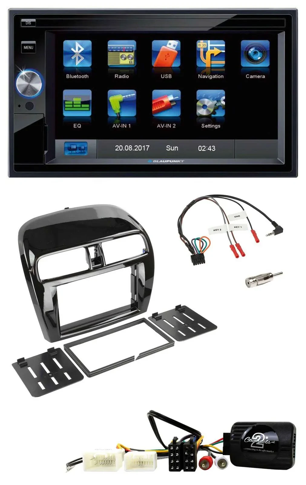Blaupunkt SD USB TMC Bluetooth 2DIN Lenkrad Navigation für Mitsubishi Mirage Spa