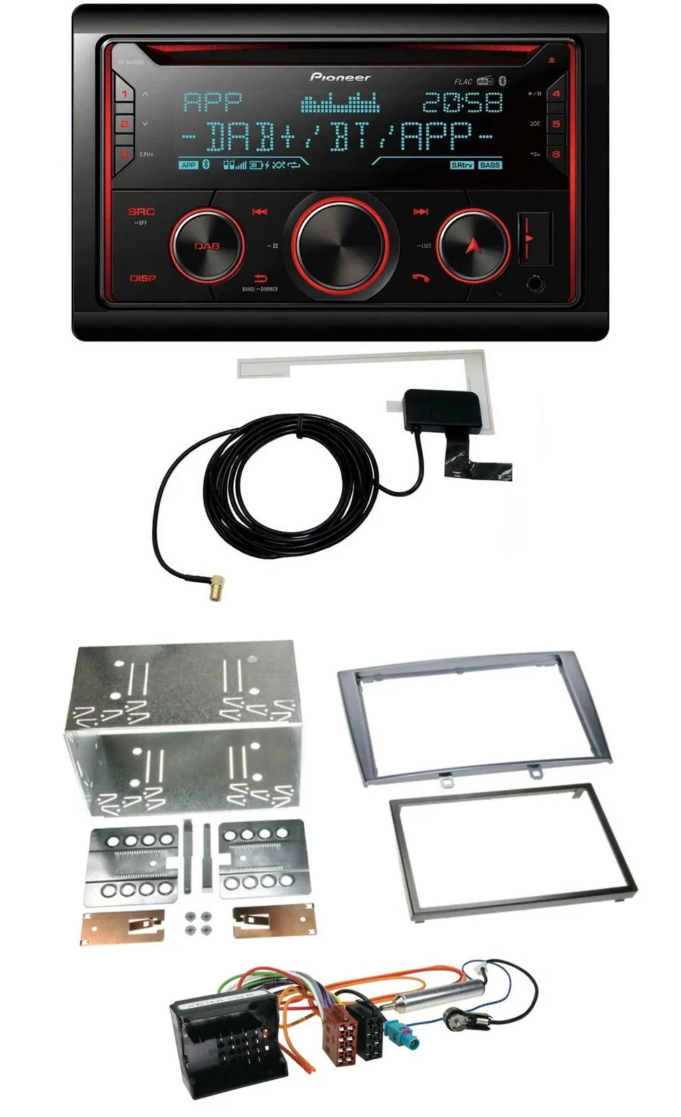 Pioneer 2DIN MP3 DAB USB CD Bluetooth Autoradio für Peugeot 308 07-09 silber
