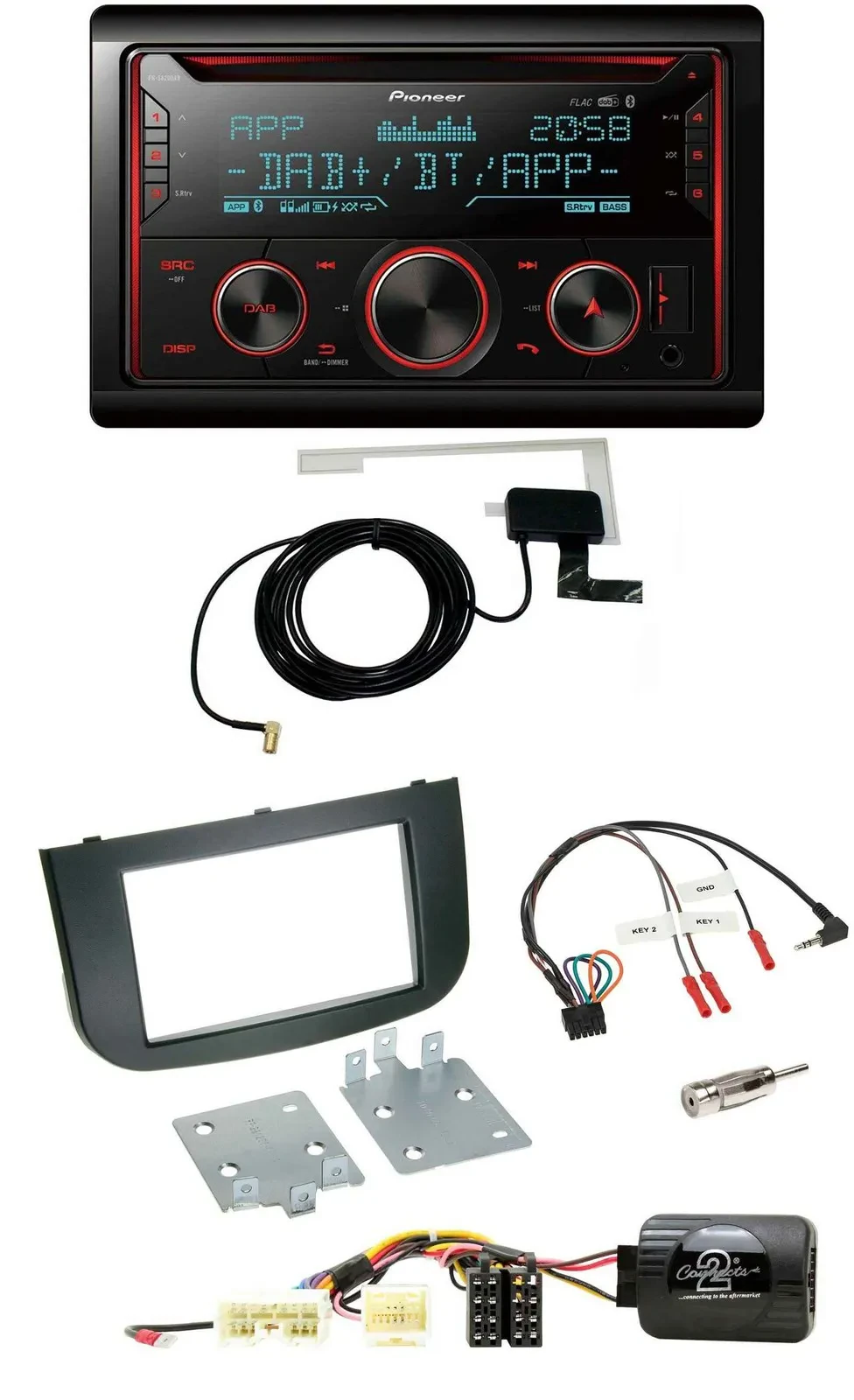 Pioneer 2DIN Lenkrad DAB USB CD Bluetooth Autoradio für Mitsubishi Colt 2008-202