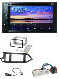 Автомагнитола Pioneer 2DIN, Bluetooth, USB, DVD, DAB, MP3, для Kia Picanto (с 2011), поддержка Start-Stop