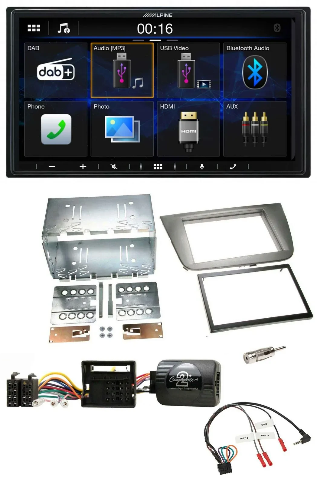 Alpine Bluetooth 2DIN Lenkrad DAB USB Autoradio für Seat Altea Altea XL Toledo a