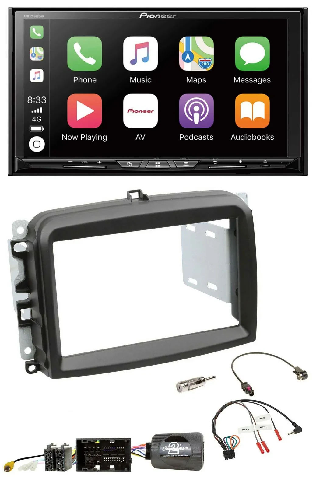Pioneer 2DIN Lenkrad USB DAB DVD Bluetooth Autoradio für Fiat 500 L ab 2012