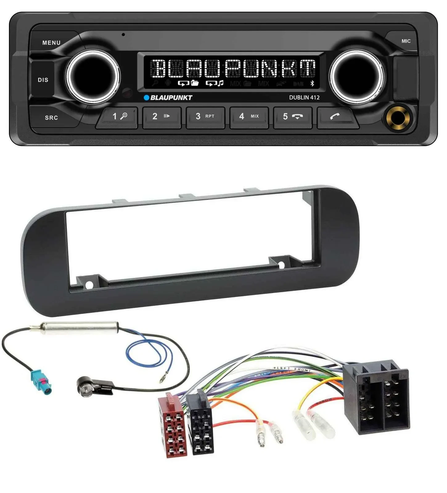 Автомагнитола для Fiat Panda (с 2012) Blaupunkt Bluetooth, USB, AUX, MP3, черная