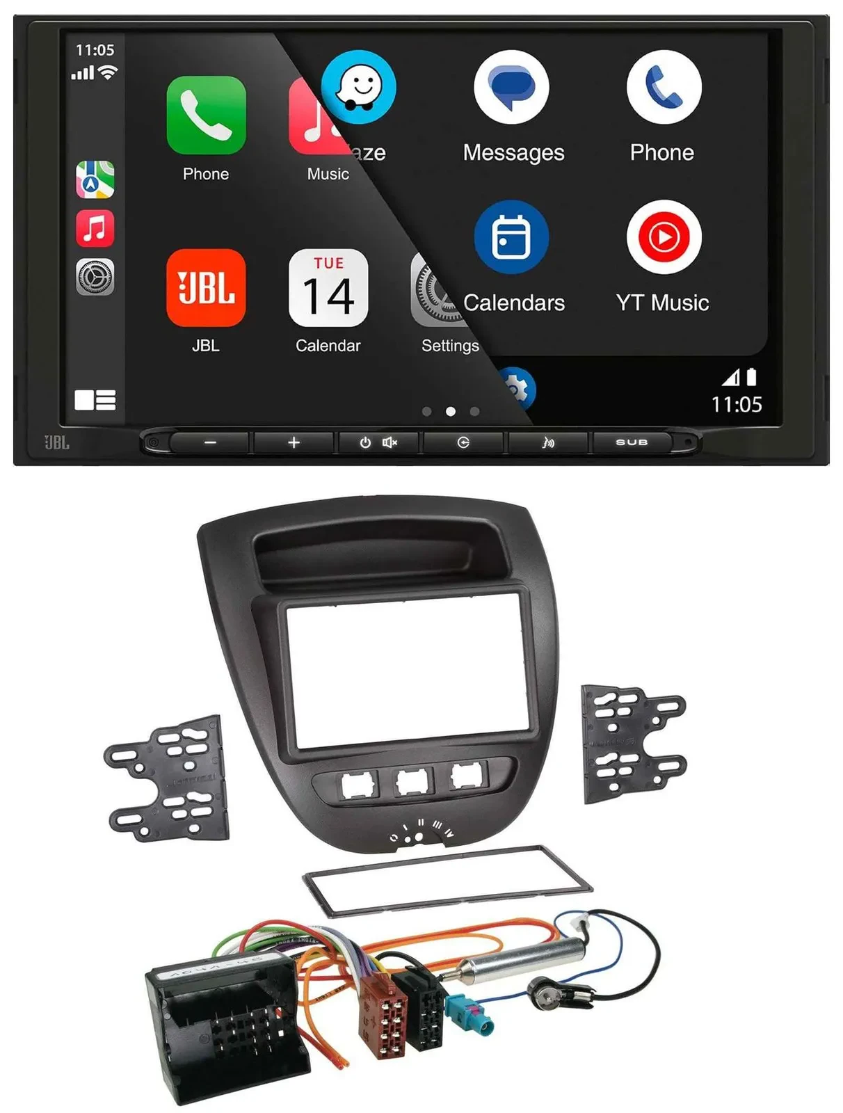 JBL USB 2DIN MP3 Bluetooth AUX Autoradio für Citroen C1 Peugeot 107 Toyota Aygo