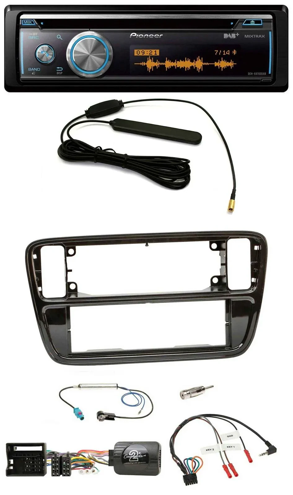 Pioneer CD USB Bluetooth DAB Lenkrad Autoradio für VW Up AA AAN 11-16 Klavierlac