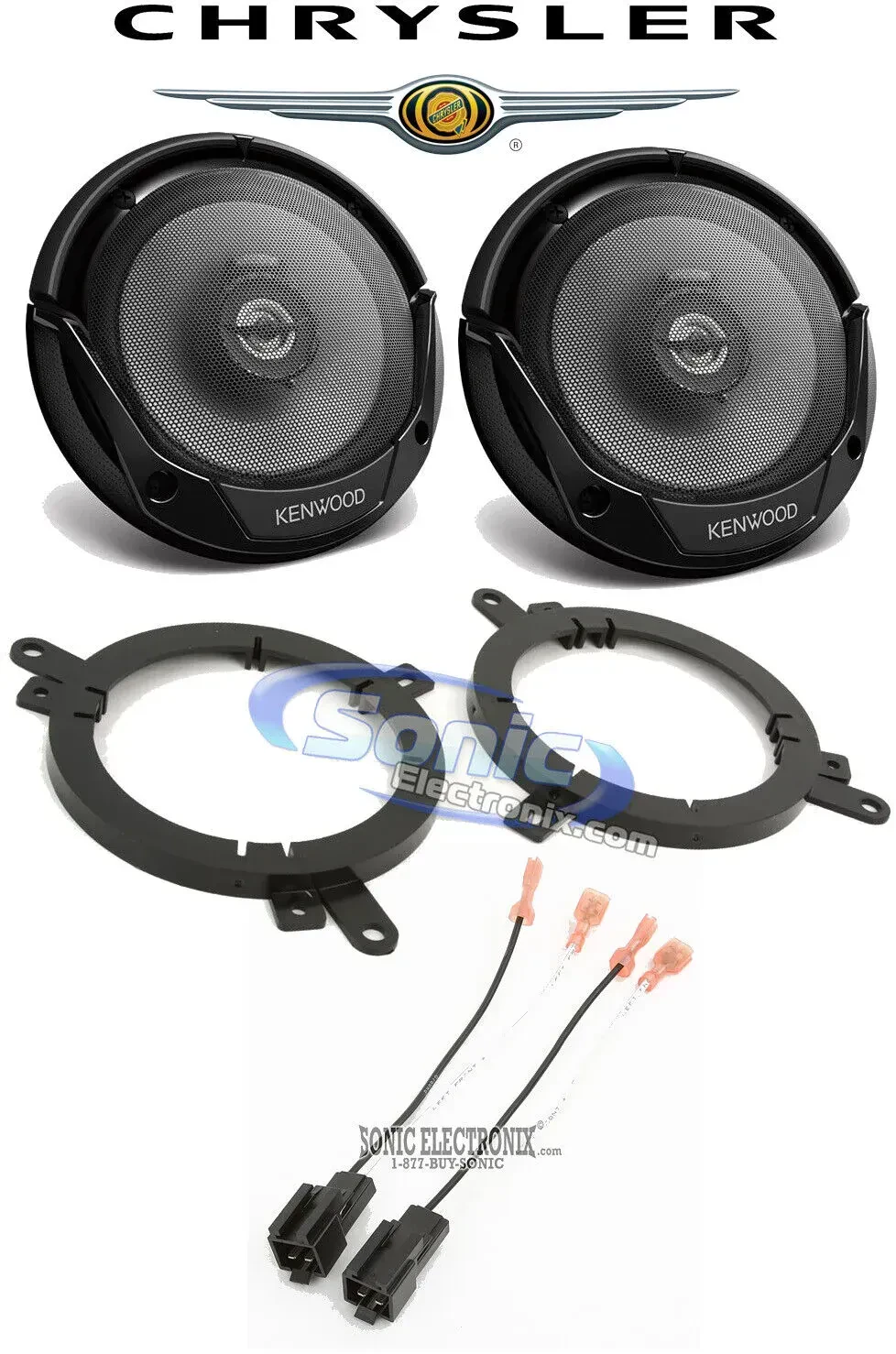 Динамики для автомобиля Kenwood KFC-1666S 6.5" для Chrysler 300M 1999–2004 (перед, набор)