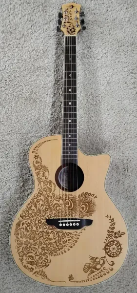 Luna Model HEN OA SPR Henna Oasis Acoustic Electric Folk Size Cutaway Guitar