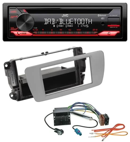 JVC CD DAB USB Bluetooth MP3 Autoradio für Seat Ibiza (ab 08) - dublingrau