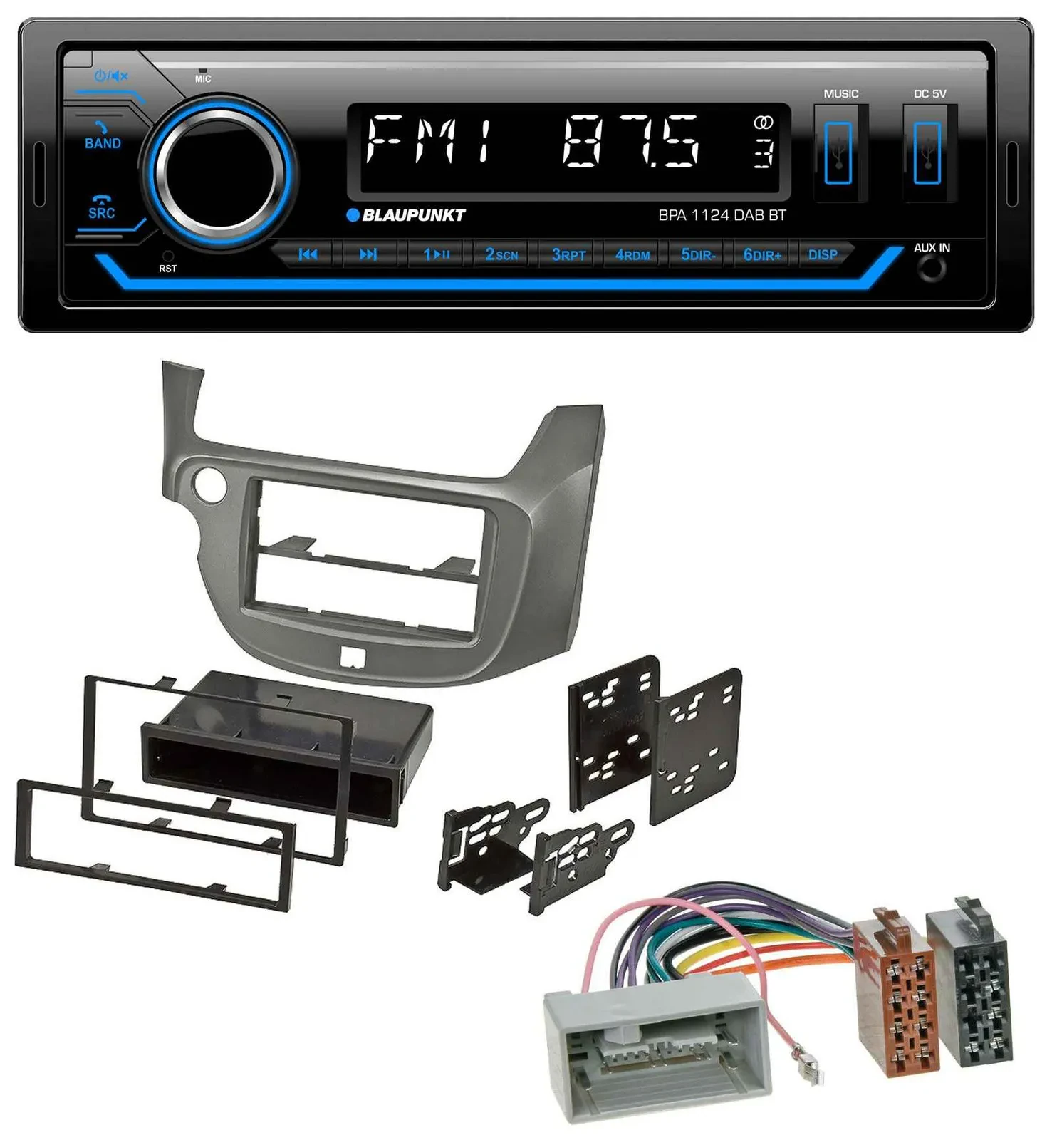 Blaupunkt Bluetooth USB DAB MP3 Autoradio für Honda Jazz (ab 2009) - silber