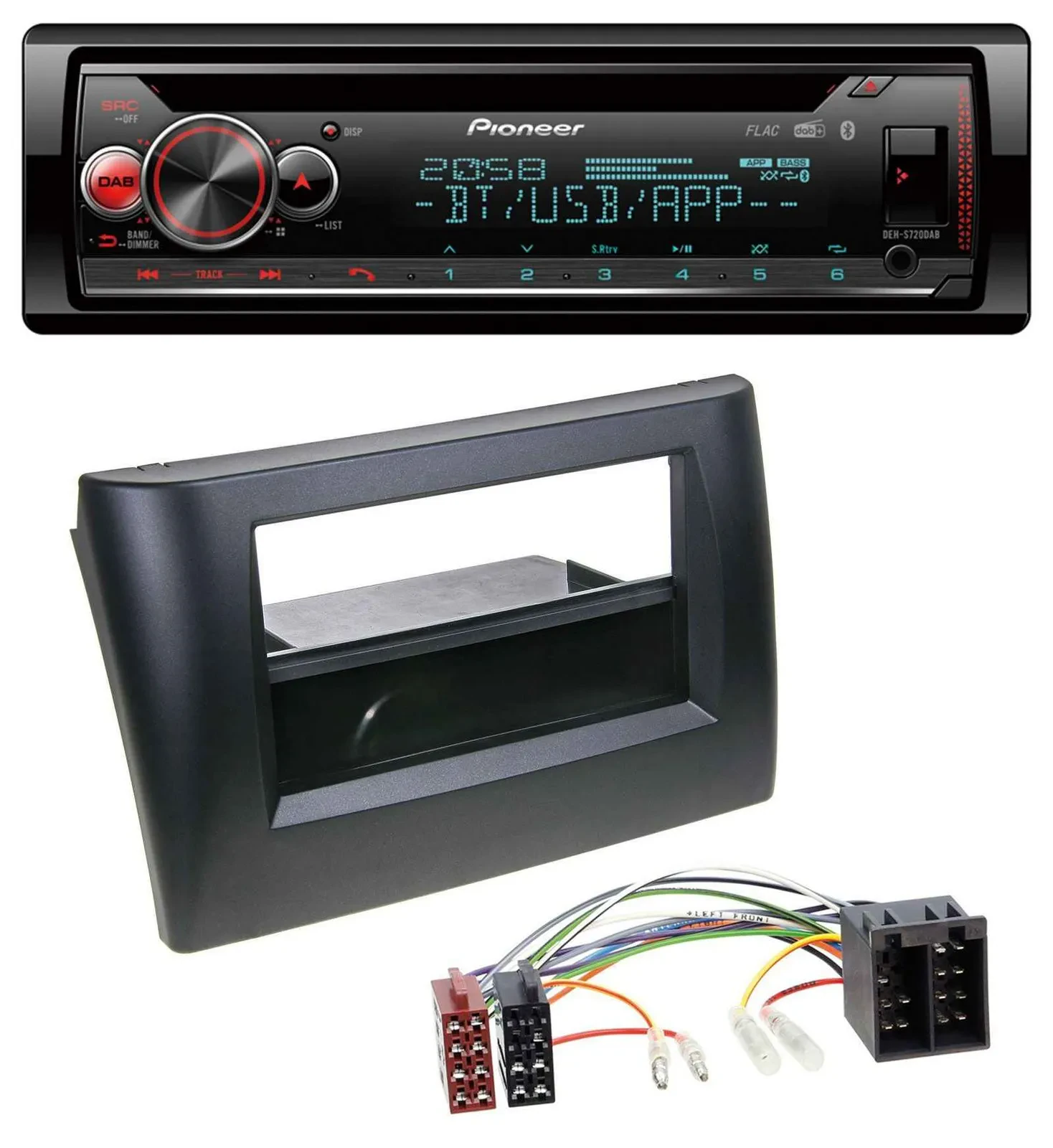 Автомагнитола Pioneer CD, DAB, Bluetooth, USB для Fiat Stilo (192, 2001–2008) с карманом