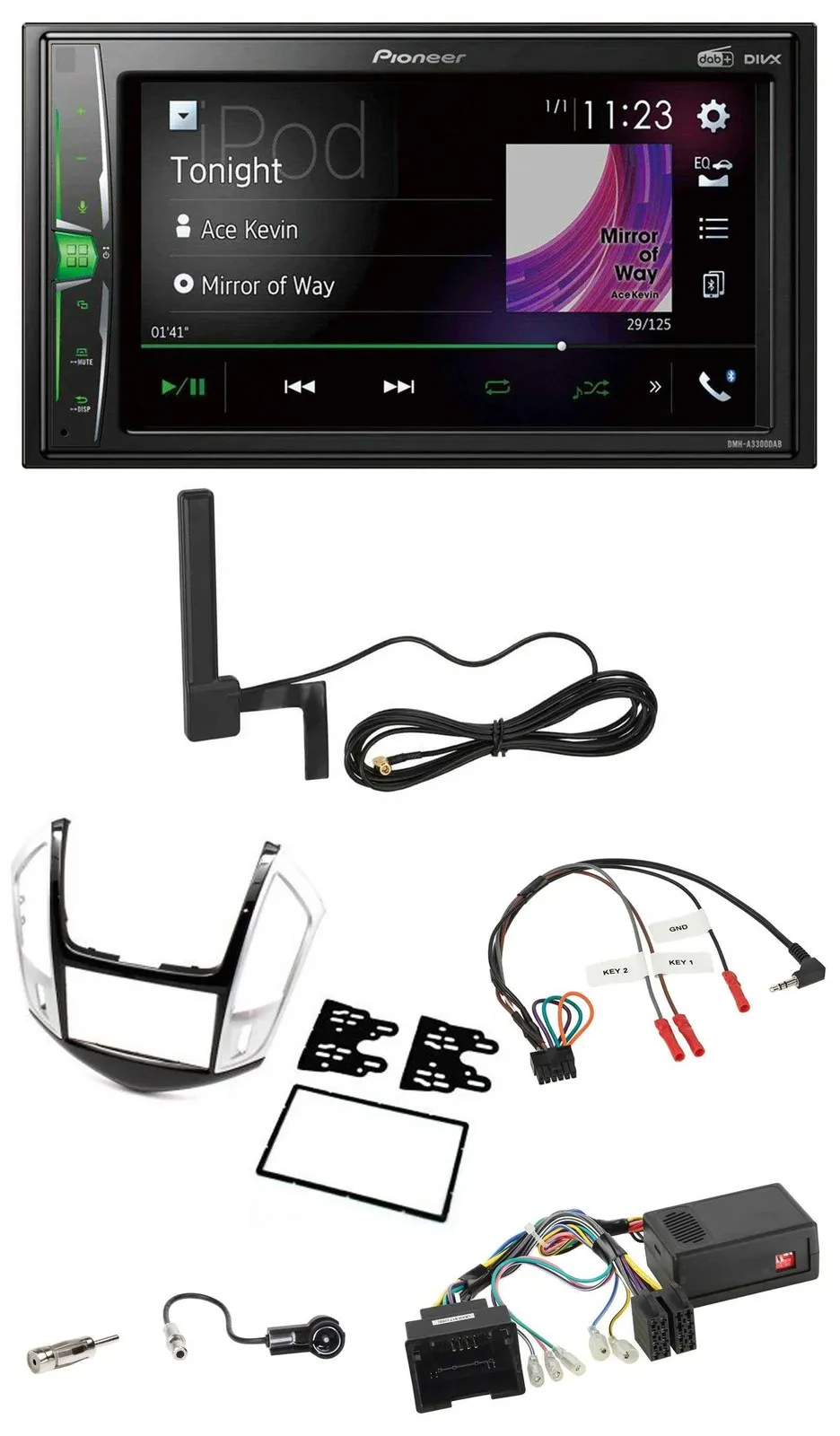 Автомагнитола Pioneer 2DIN, DAB, Bluetooth, MP3, для Chevrolet Cruze (2011–2016)