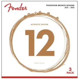 Струны для акустической гитары Fender 60L Phosphor Bronze Light 12-53 (3 комплекта)