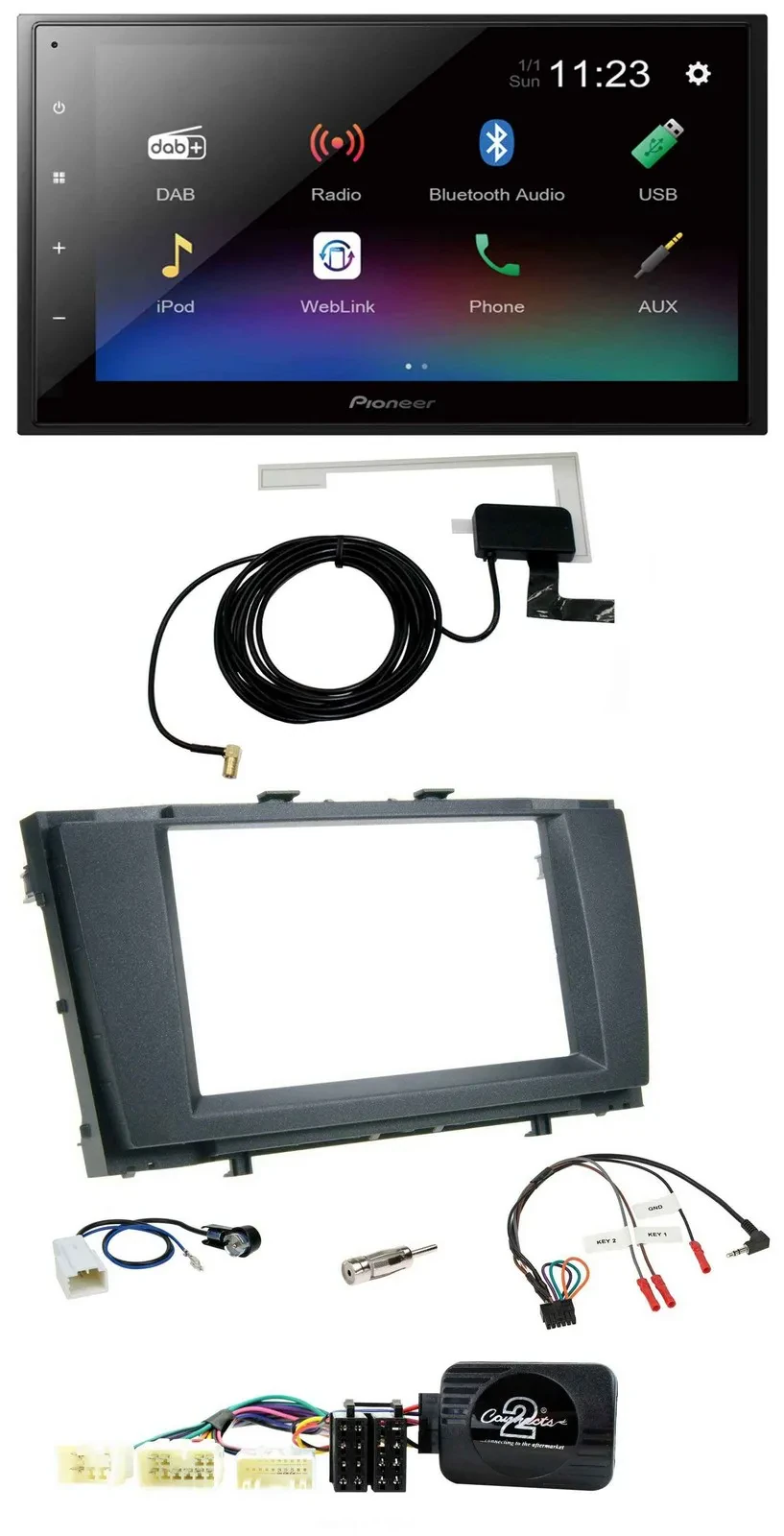 Pioneer DAB Lenkrad Bluetooth 2DIN USB Autoradio für Toyota Avensis 2009-2011