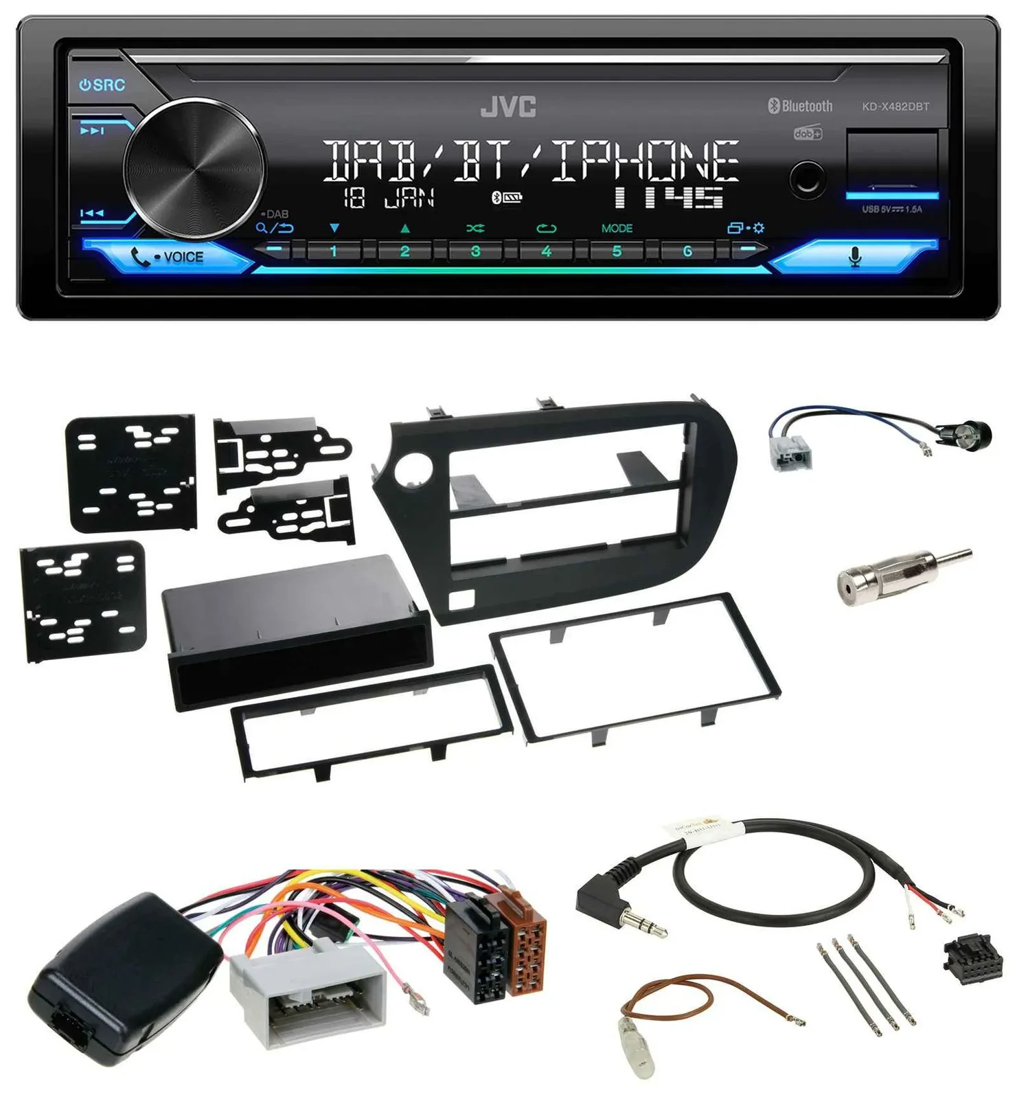 JVC Bluetooth DAB USB Lenkrad Autoradio für Honda Insight ZE2 2009-2013