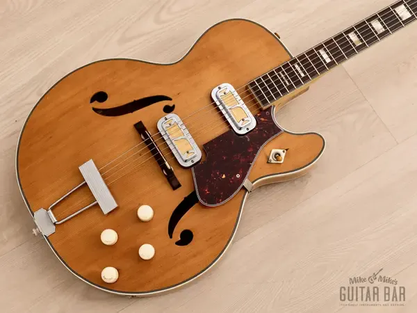 Электрогитара полуакустическая Harmony Meteor H71 Vintage Electric Guitar Blonde w/ Gold Foils & Case 1960