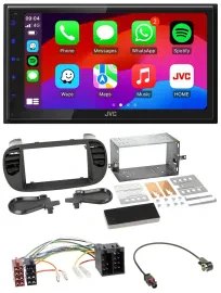 JVC Bluetooth 2DIN MP3 DAB USB Autoradio für Fiat 500 ISO ab 12 soft touch