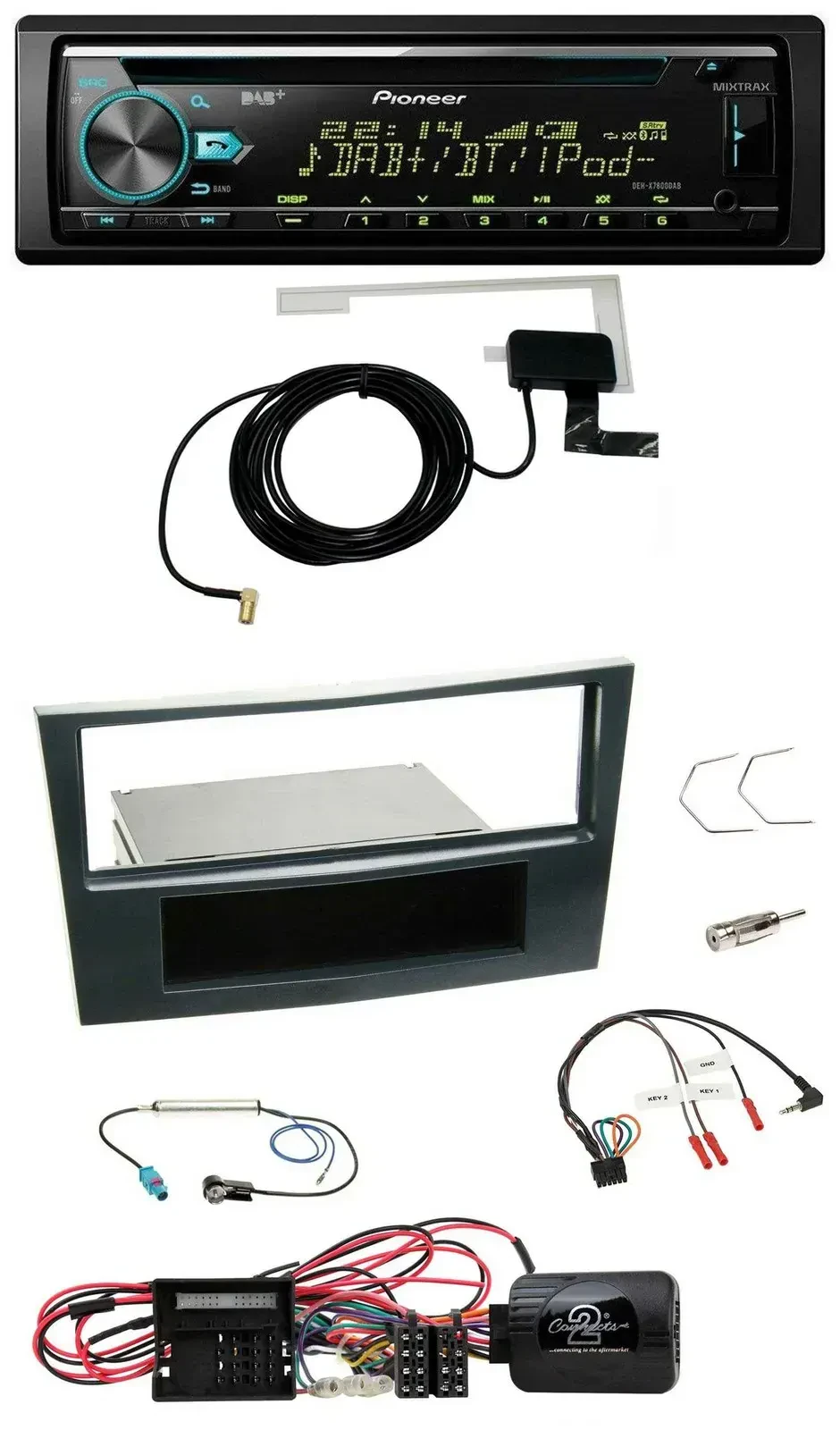 Автомагнитола Pioneer для Opel Corsa D CD/USB/DAB, MP3, черный, 2009–2014