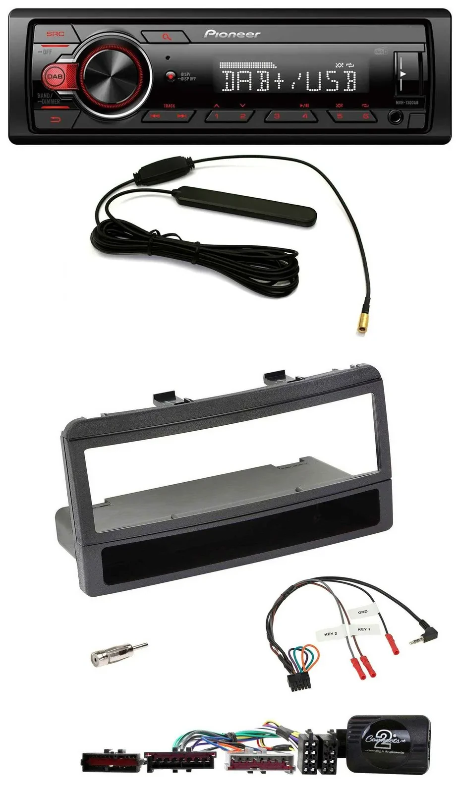 Pioneer MP3 DAB 1DIN Lenkrad USB Autoradio für Ford Focus Escort Fiesta schwarz