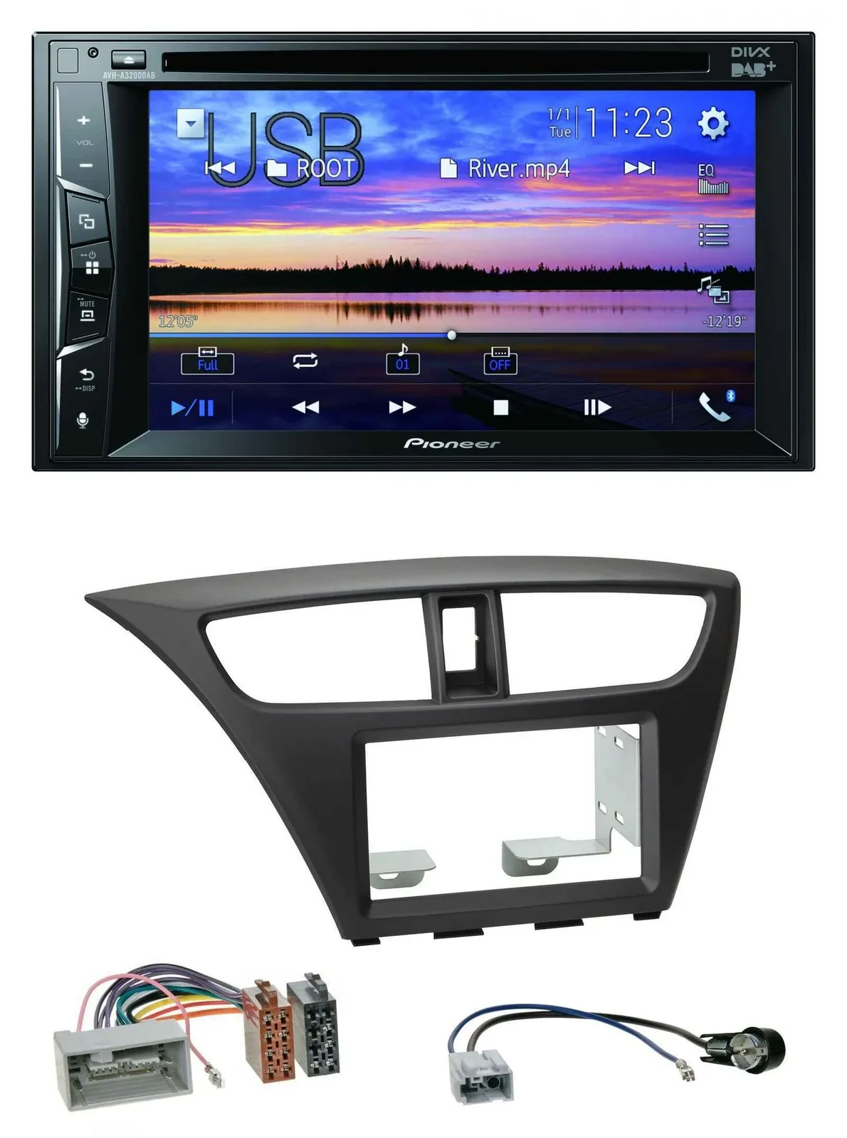Автомагнитола для Honda Civic Hatchback (с 2012 года) Pioneer 2-DIN, Bluetooth, USB, DVD, DAB, MP3
