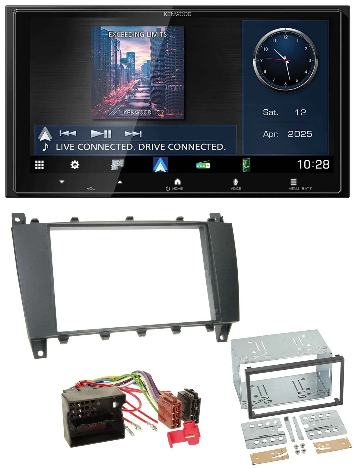 Kenwood Bluetooth 2DIN USB DAB MP3 Autoradio für Mercedes C-Klasse