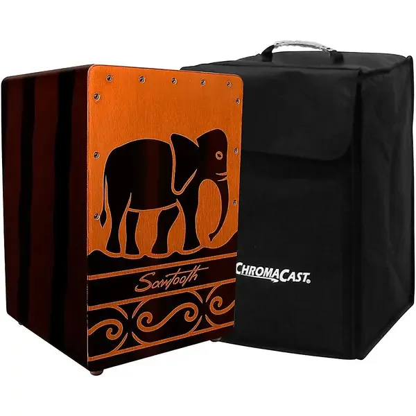 Кахон Sawtooth Harmony Series Hand-Stained Elephant Design Compact Cajon w/Carry Bag