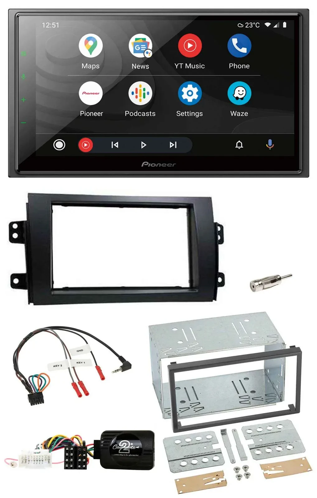 Pioneer USB 2DIN DAB Lenkrad Bluetooth Autoradio für Fiat Sedici Suzuki SX4
