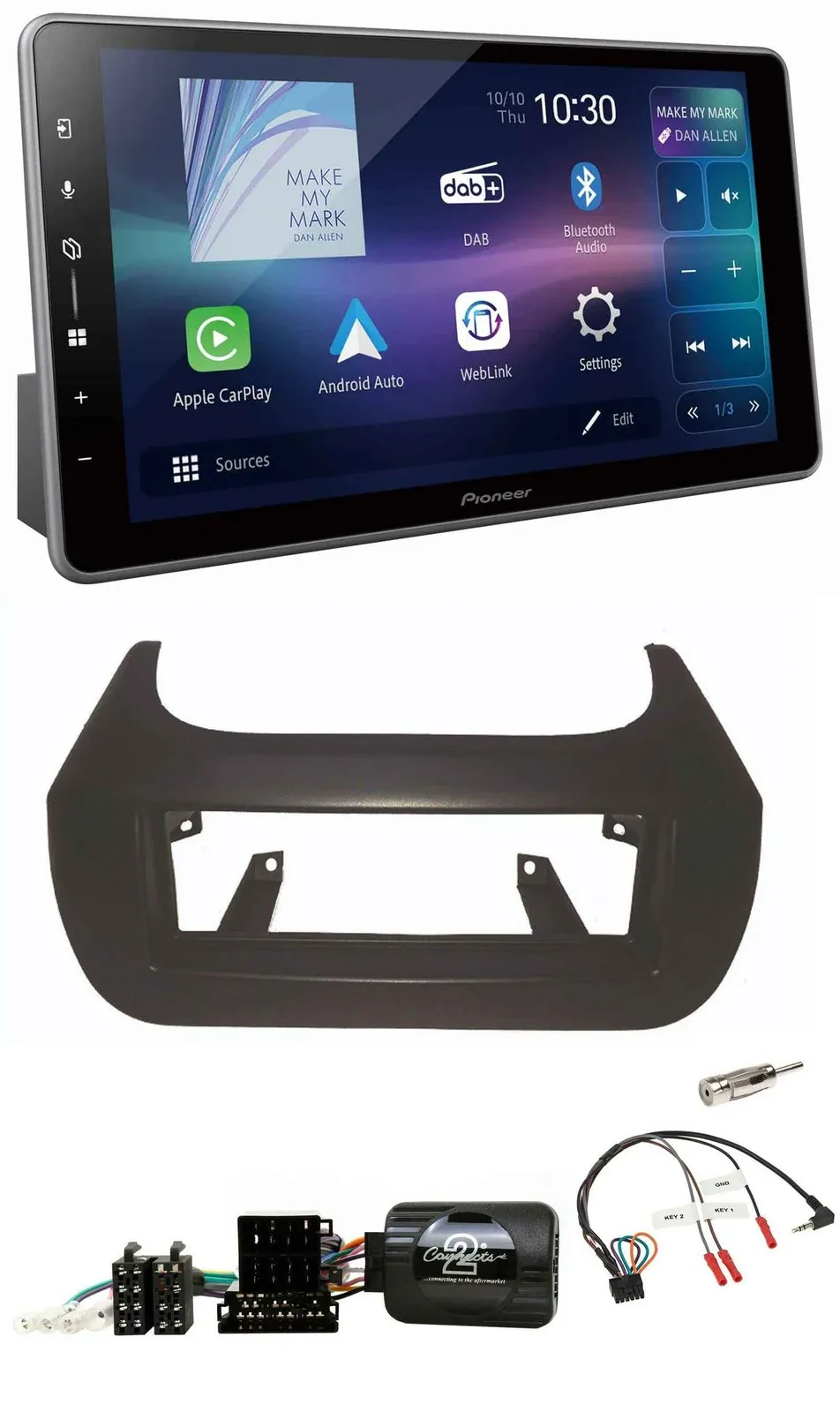 Pioneer Bluetooth USB DAB Lenkrad Autoradio für Citroen Nemo Fiat Fiorino Peugeo