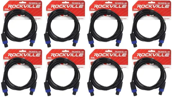 Спикерный кабель Rockville RCSS1610 Black 3.05 м (8 штук)