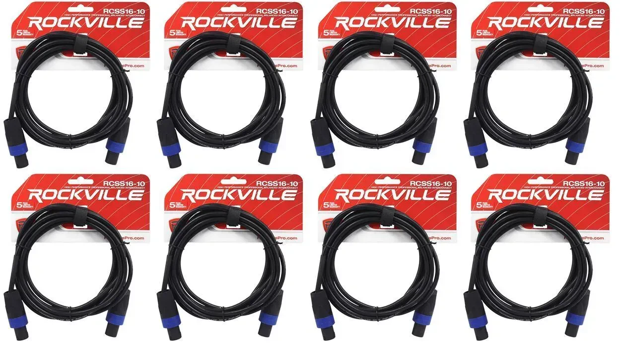 Спикерный кабель Rockville RCSS1610 Black 3.05 м (8 штук)