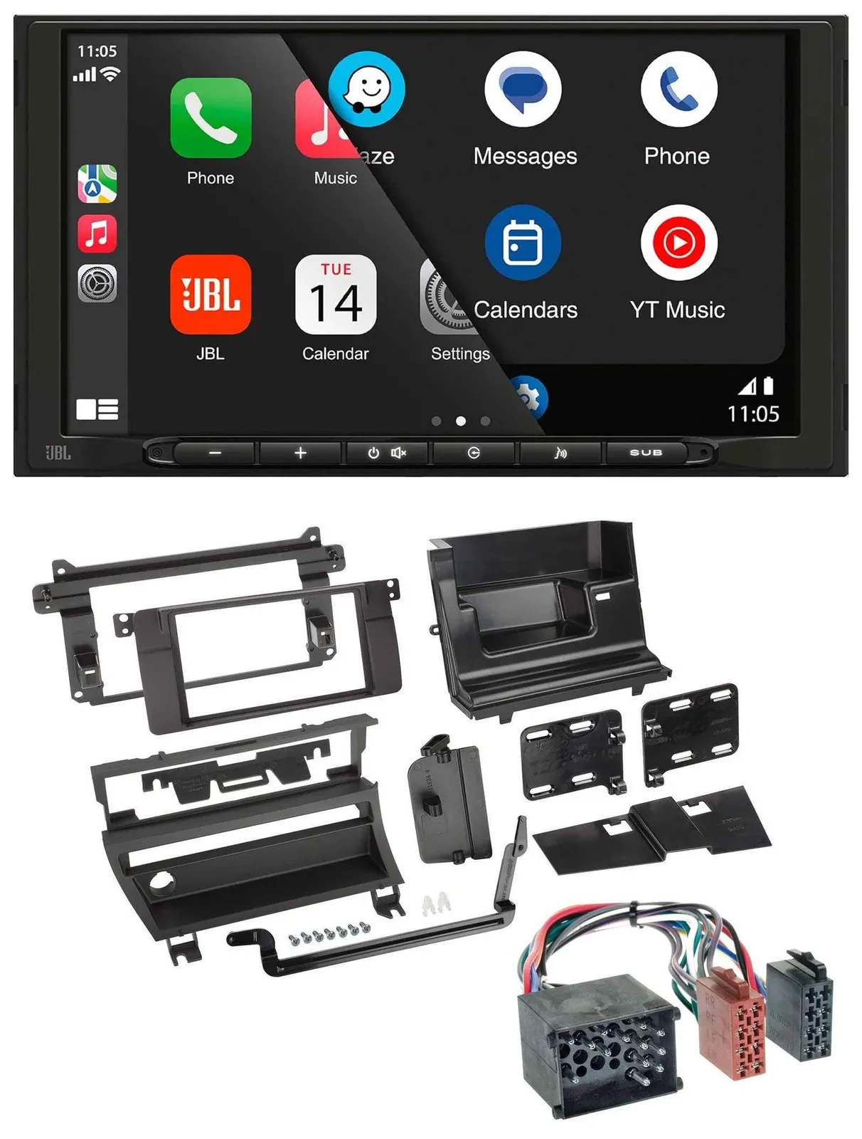 JBL USB 2DIN MP3 Bluetooth AUX Autoradio für BMW 3er 1999-2002 1 Schalteröffnung