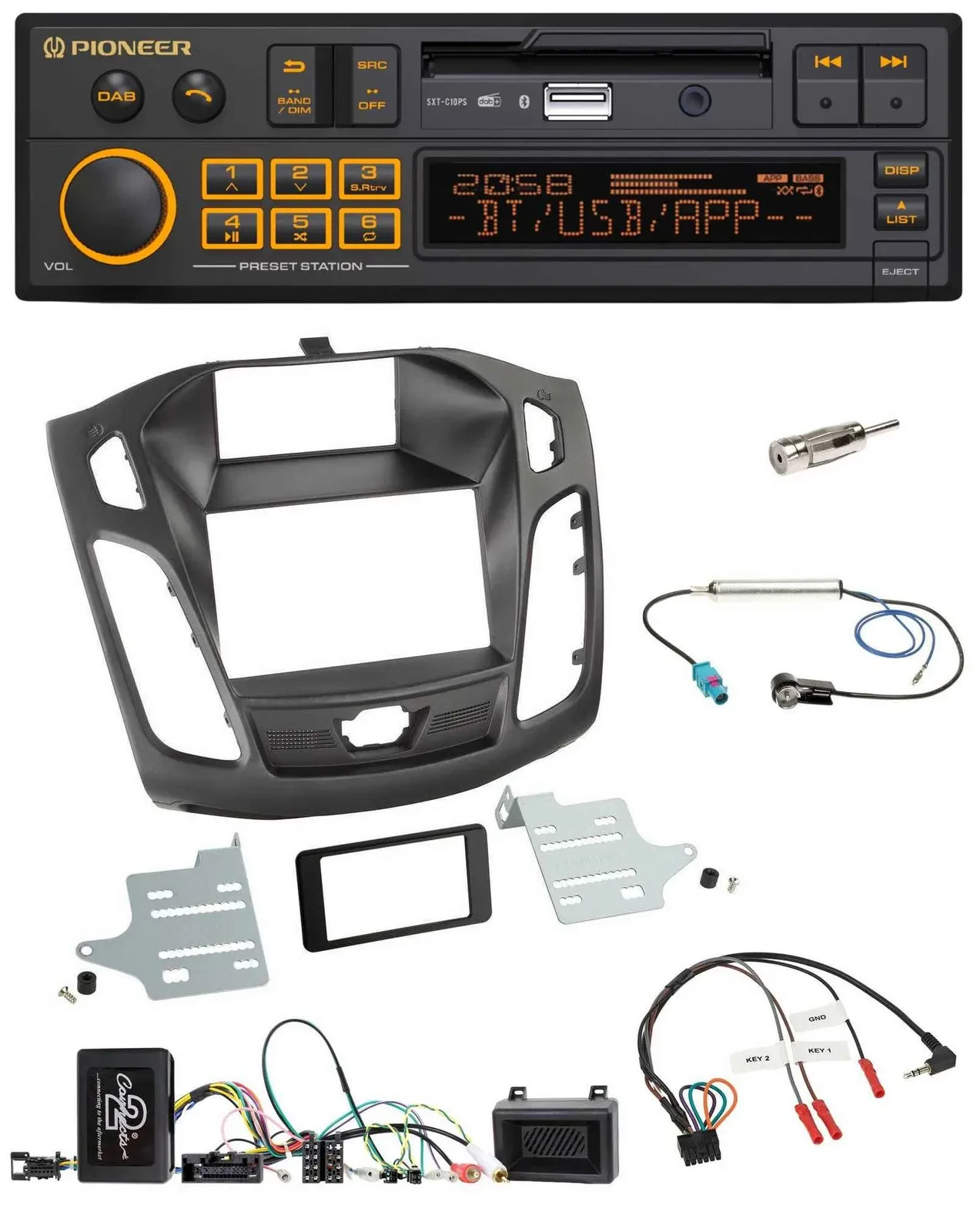 Автомагнитола для Ford Focus DYB 2011–2014 Pioneer DAB, USB, Bluetooth
