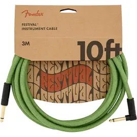 Инструментальный кабель Fender Festival Pure Hemp Straight to Angle Instrument Cable 10 ft. Green