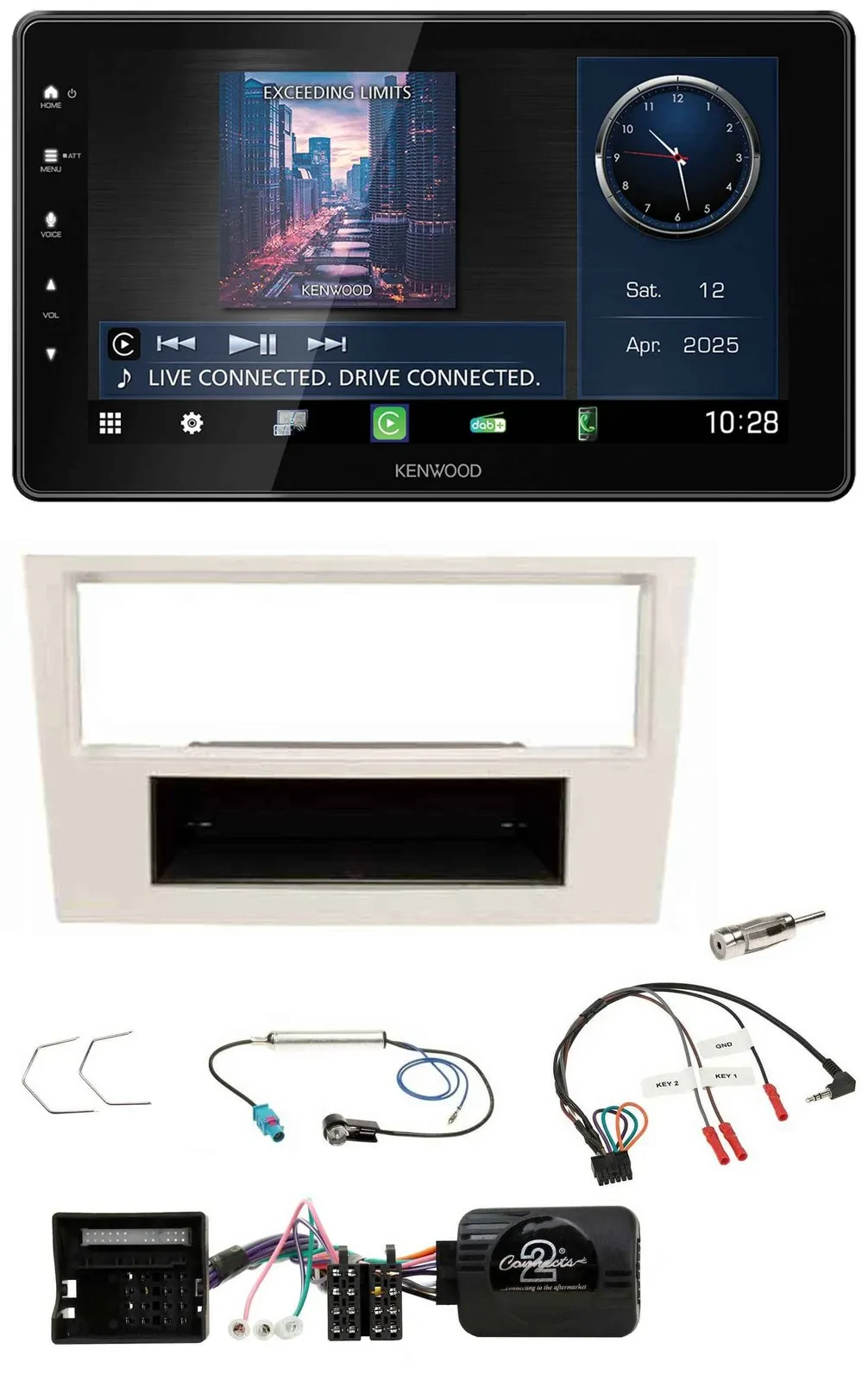 Kenwood Lenkrad Bluetooth USB DAB Autoradio für Opel Corsa D 2006-2008 perl-weis