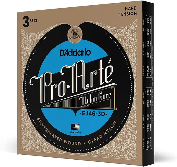 Струны для классической гитары D'Addario EJ46-3D Pro-Arte Nylon 28.5-44, 3 комплекта