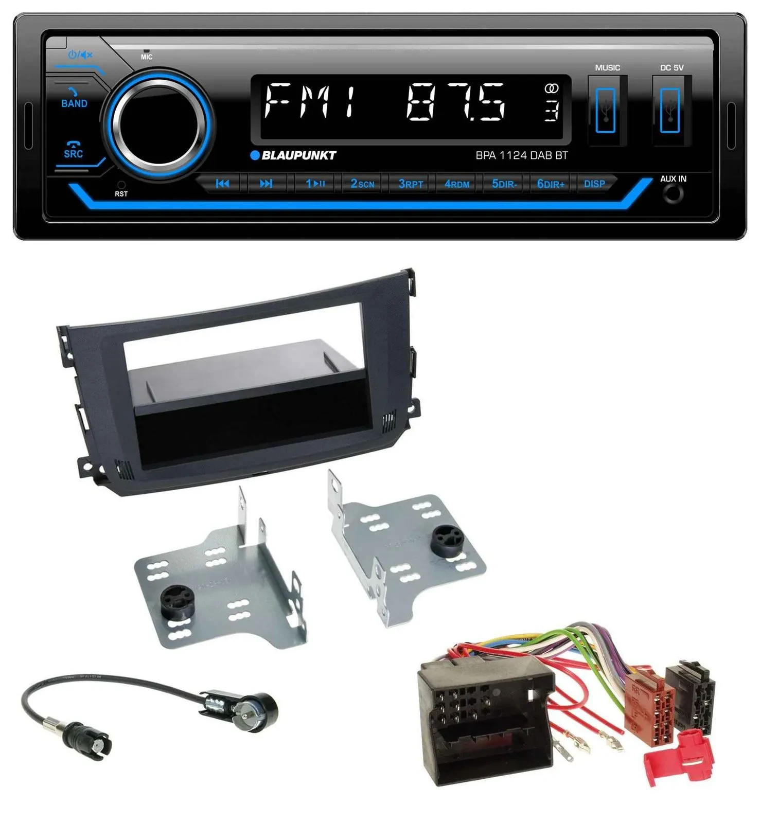 Blaupunkt Bluetooth USB DAB MP3 Autoradio für Smart ForTwo (451, 2010-2015)