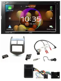JVC DAB Lenkrad 2DIN Bluetooth USB Autoradio für Chevrolet Aveo ab 11 dunkelgrau
