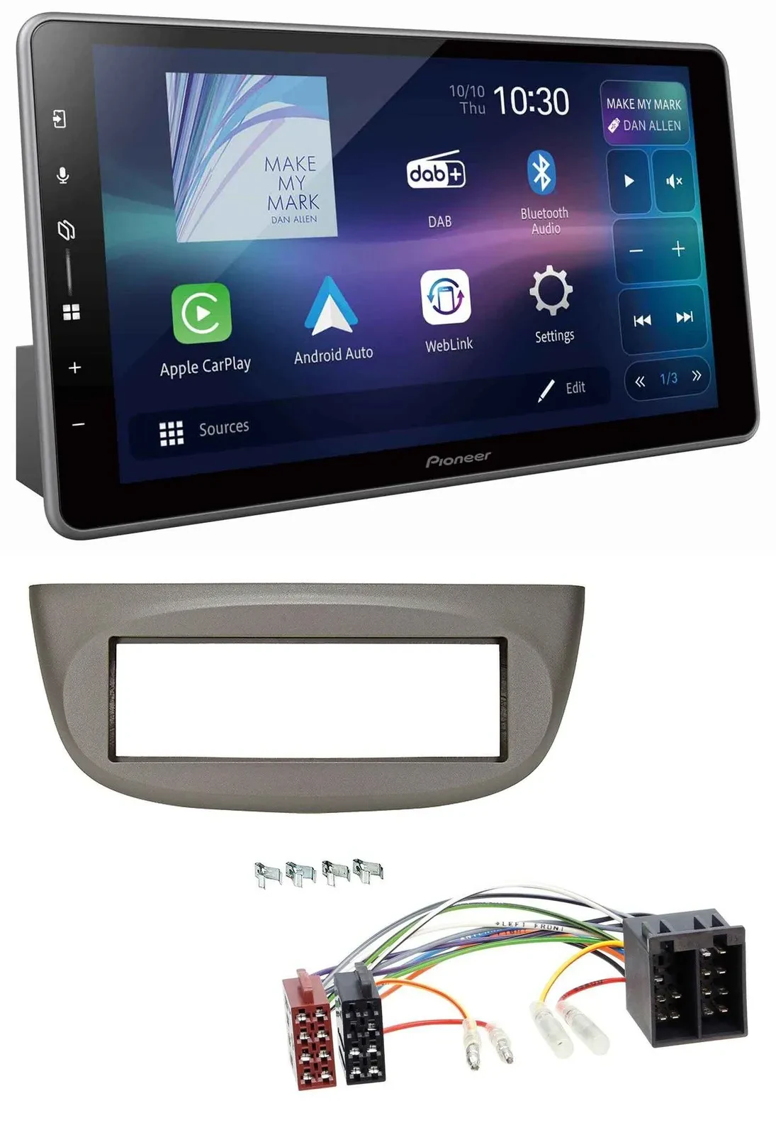 Pioneer Bluetooth USB DAB MP3 Autoradio für Renault Twingo 07-12 beige-grau