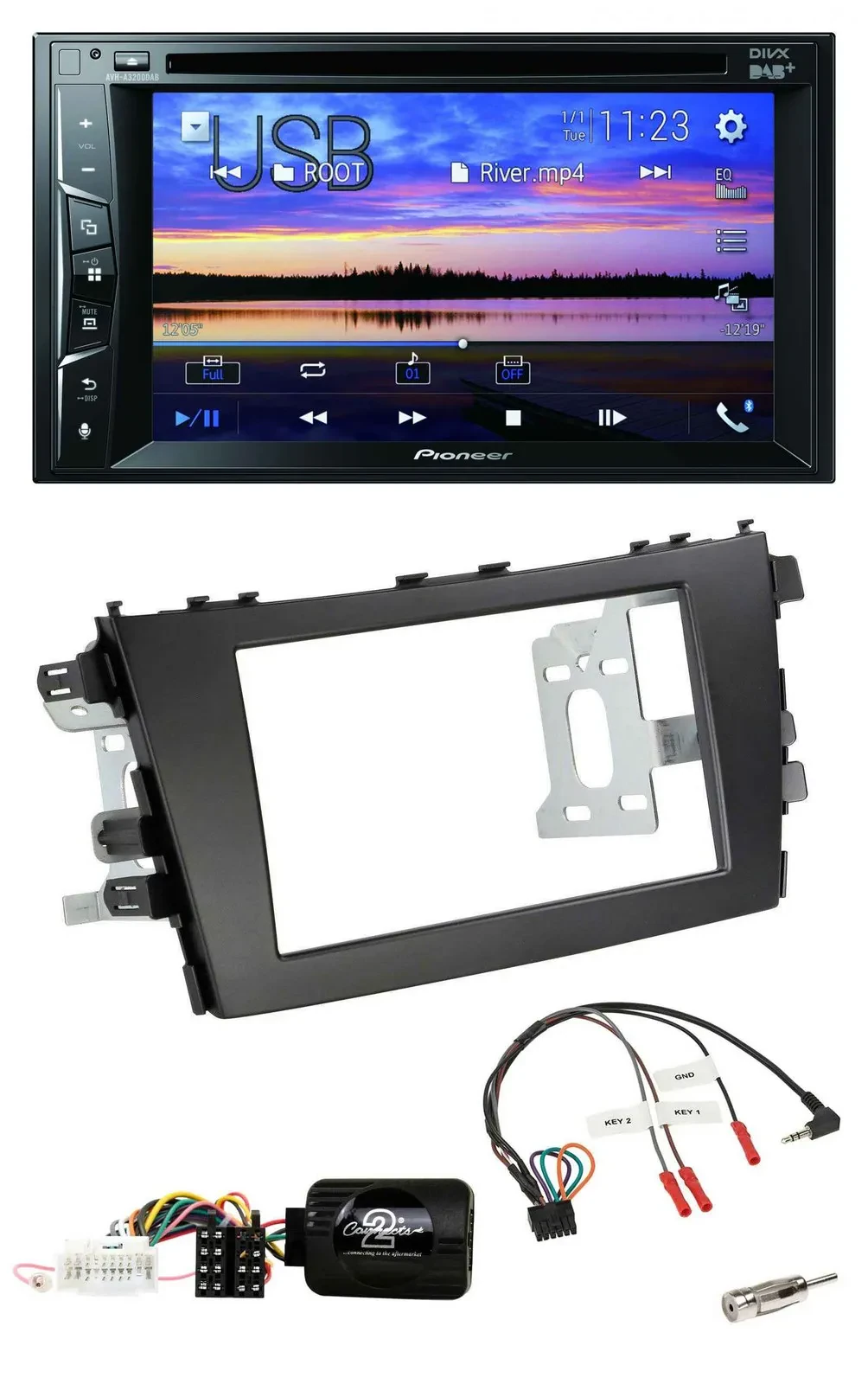 Автомагнитола Pioneer 2DIN, Bluetooth, USB, DVD, DAB, поддержка кнопок на руле для Suzuki Celerio LF (с 2020)