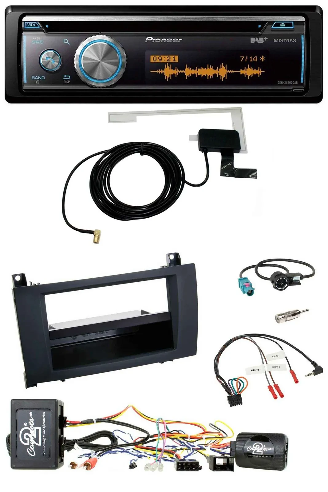 Pioneer Bluetooth DAB Lenkrad USB CD Autoradio für Mercedes SLK R171 04-11 aktiv