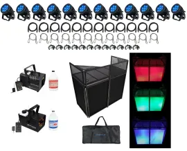 (12) American DJ 7P HEX IP Outdoor DMX Wash Lights+Booth+Hazer+LED Fogger+Fluids