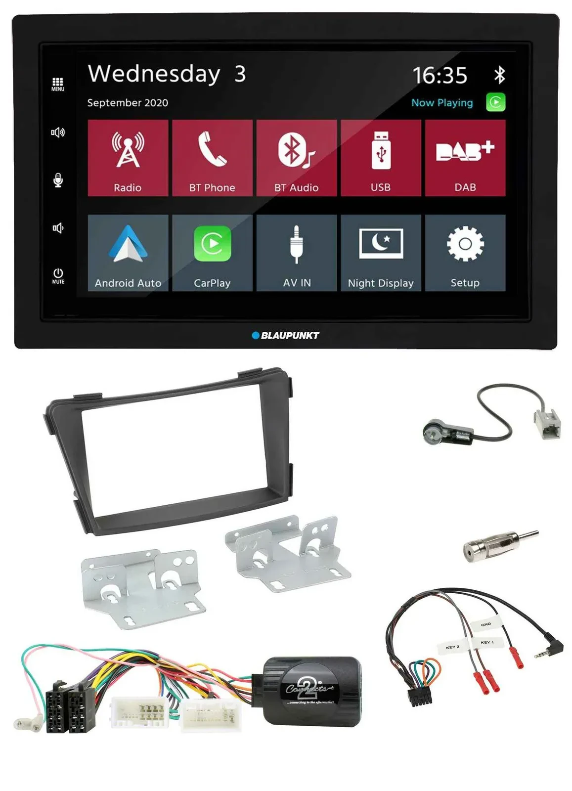 Blaupunkt 2DIN Lenkrad USB Bluetooth DAB Autoradio für Hyundai i40 VF ab 2011 sc