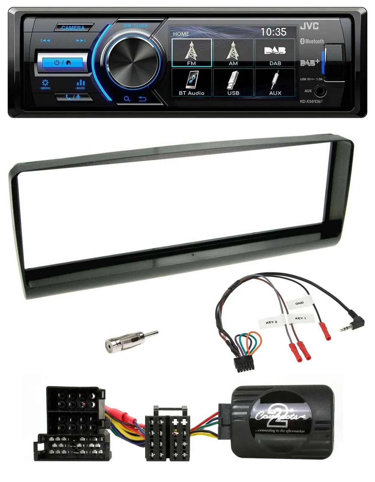 JVC Bluetooth Lenkrad USB DAB Autoradio für Alfa Romeo 156 00-01 schwarz