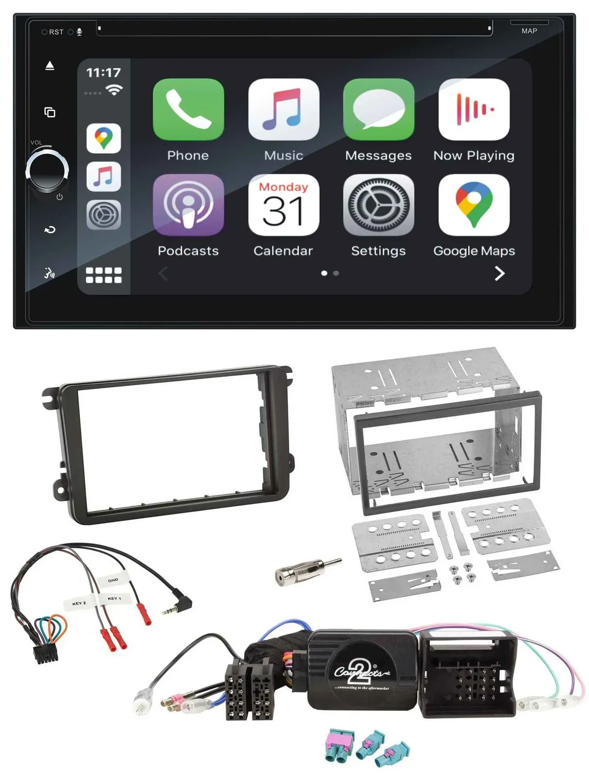 Blaupunkt USB DAB Bluetooth 2DIN TMC Lenkrad Navigation für VW Passat Polo Sciro