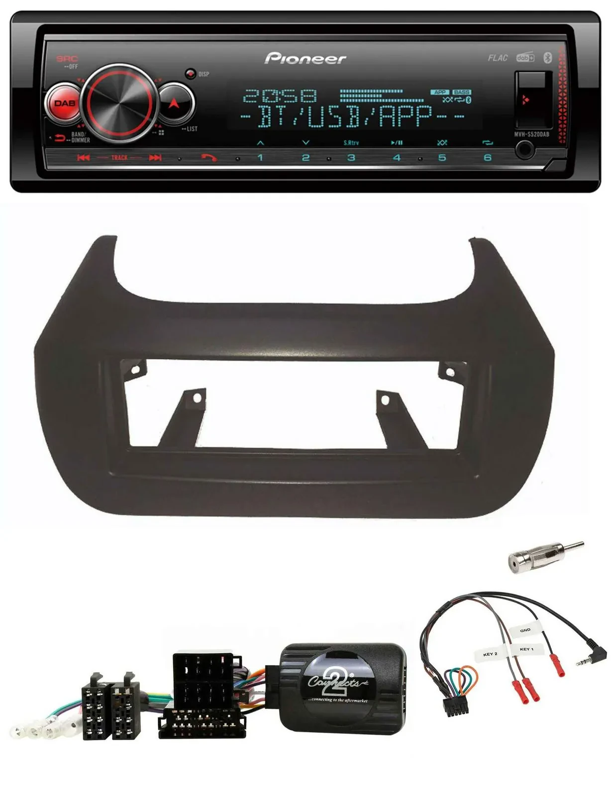 Pioneer Bluetooth USB Lenkrad DAB Autoradio für Citroen Nemo Fiat Fiorino Peugeo